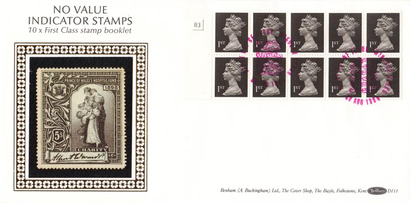 1989 (08) 10 x 1st Class Booklet - Benham D111 - Windsor (3 Lions) H/S (Cyl No Version)