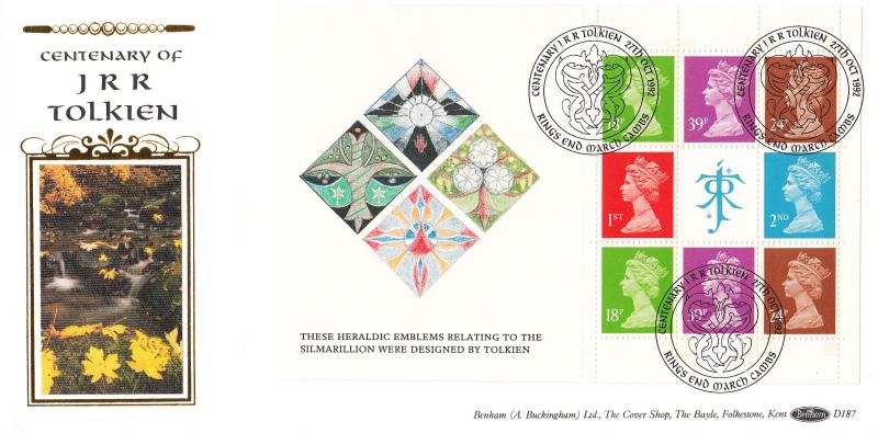 1992 (10) J R R Tolkien PSB Book - Benham D187 - Four Covers - Four H/S's