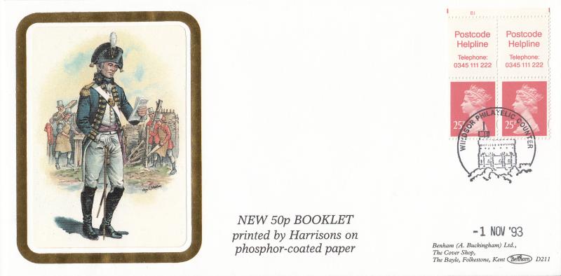 1993 (11) 50p Booklet - Benham D211 - Windsor Counter H/S (Cylinder No Version)