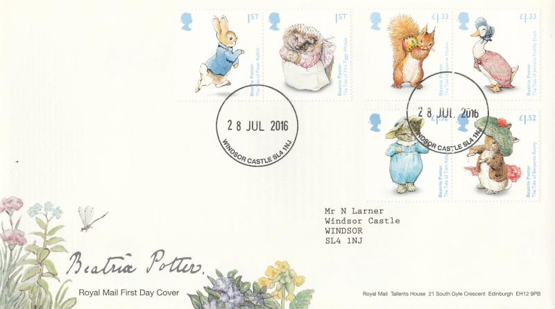 2016 (07) Beatrix Potter (Stamps) - RM - Windsor Castle CDS