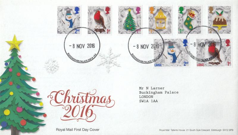 2016 (11) Christmas (Stamps) - RM - Buckingham Palace CDS