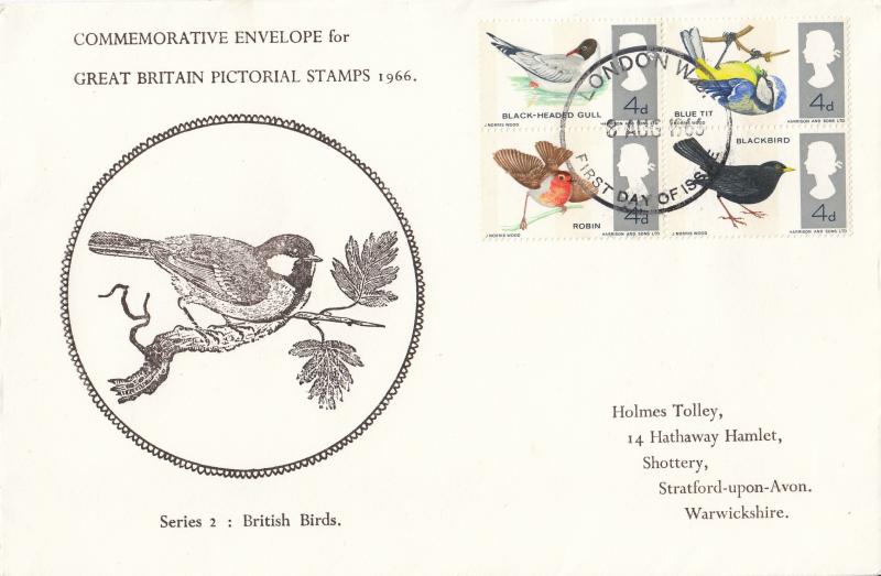 1966 (08) Birds - Phosphor - Holmes Tolley Cover - Phos - London WC FDI