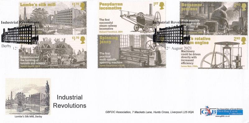 2021 (08) Industrial Revolutions (Stamps) - GBFDC 'Derby' Official