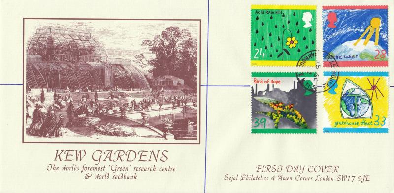 1992 (09) Green - Sajal Philatelics Kew Gardens Official - Glasshouses CDS