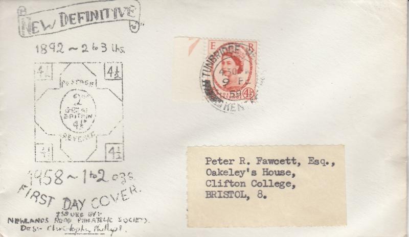 1959 (02) 4½d Chestnut - Newlands Road Philatelic Society Cover - Tunbridge Wells CDS
