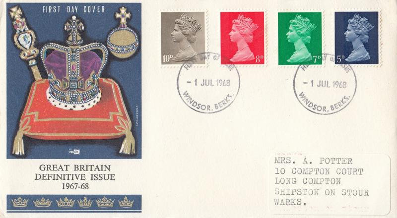 1968 (07) Machin Low Values (5d-7d-8d-10d) - Philart - Windsor FDI