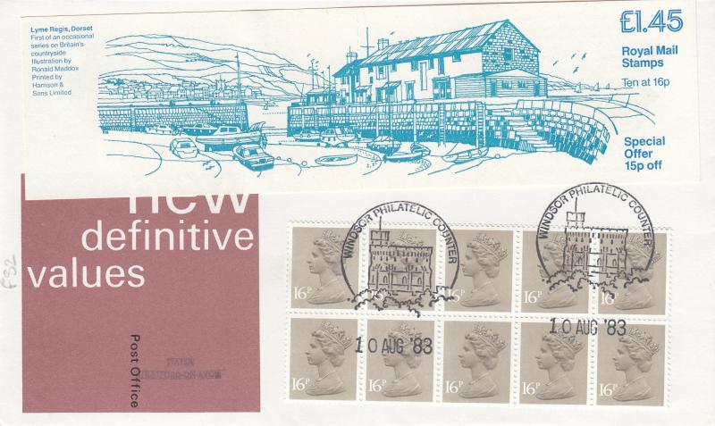 1983 (08) £1.45 Lyme Regis Booklet FS2 - PO - Windsor Counter H/S (Tied)