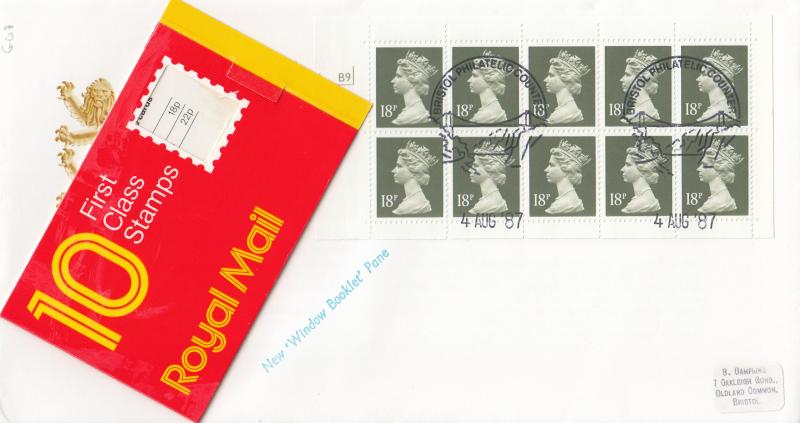 1987 (08) 1st Class 'Window Booklet' GO1 - RM - Bristol Counter H/S (Cylinder No Version)