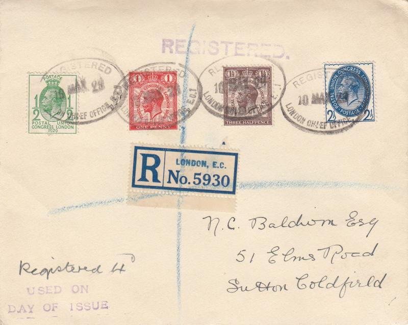 1929 (05) Postal Union Congress - Low Values - Plain - London Chief Office (Registered) CDS