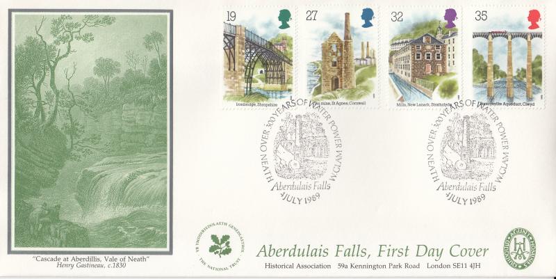1989 (07) Industrial Archaeology (Stamps) - Covercraft 'Aberdulais Falls' Official