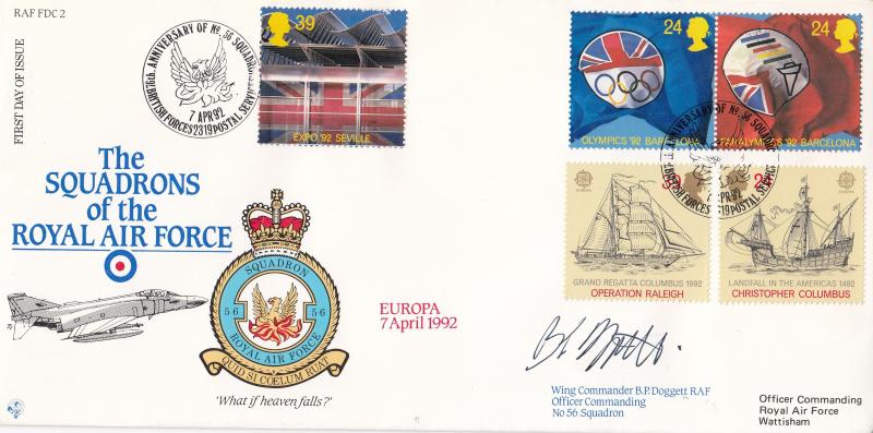 1992 (04) Europa - RAF FDC 2 - No 56 Squadron BF2319PS Official