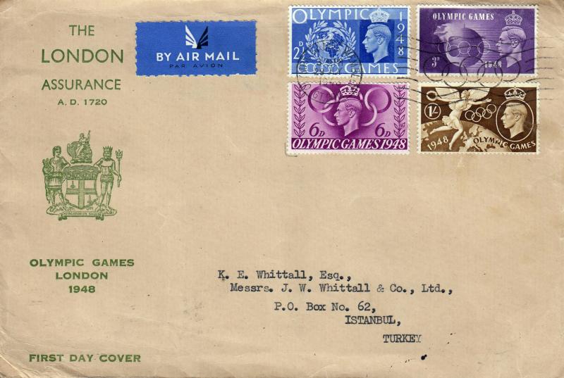 1948 (07) Olympics - London Assurance Cover - Olympic Games, Wembley Slogan