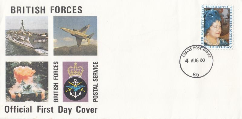 1980 (08) Queen Mother - Forces Postal Service Cover - Forces Post Office 85 CDS