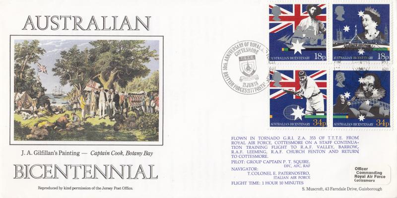 1988 (06) Australia - Muscroft 'Captain Cook, Botany Bay Painting' Cover - RAF Cottesmore H/S