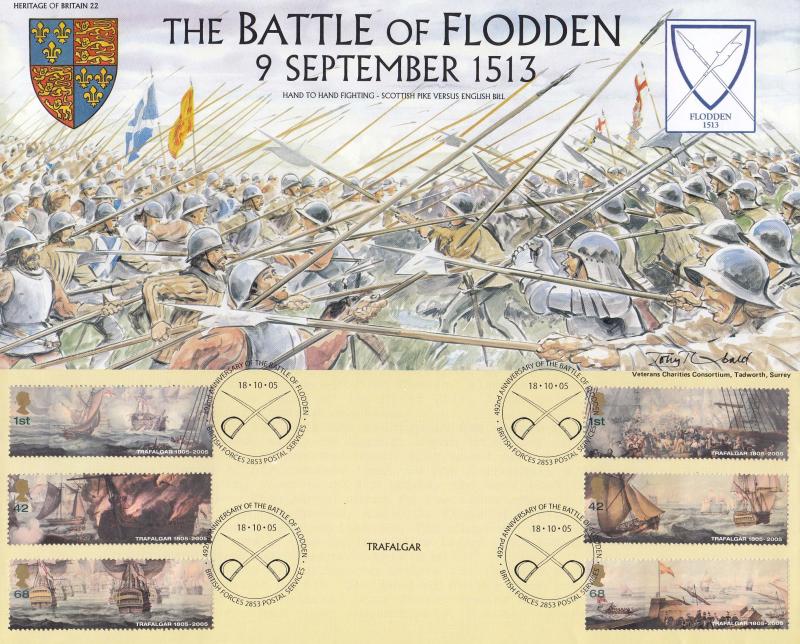 2005 (10) Battle of Trafalgar (Stamps) - Heritage of Britain 'Battle of Flodden' Official