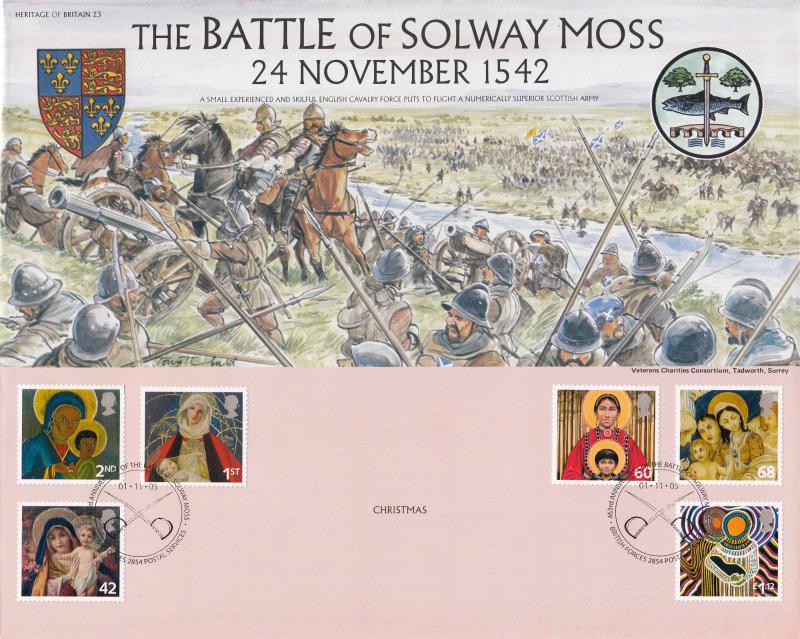 2005 (11) Christmas (Stamps) - Heritage of Britain 'Battle of Solway Moss' Official