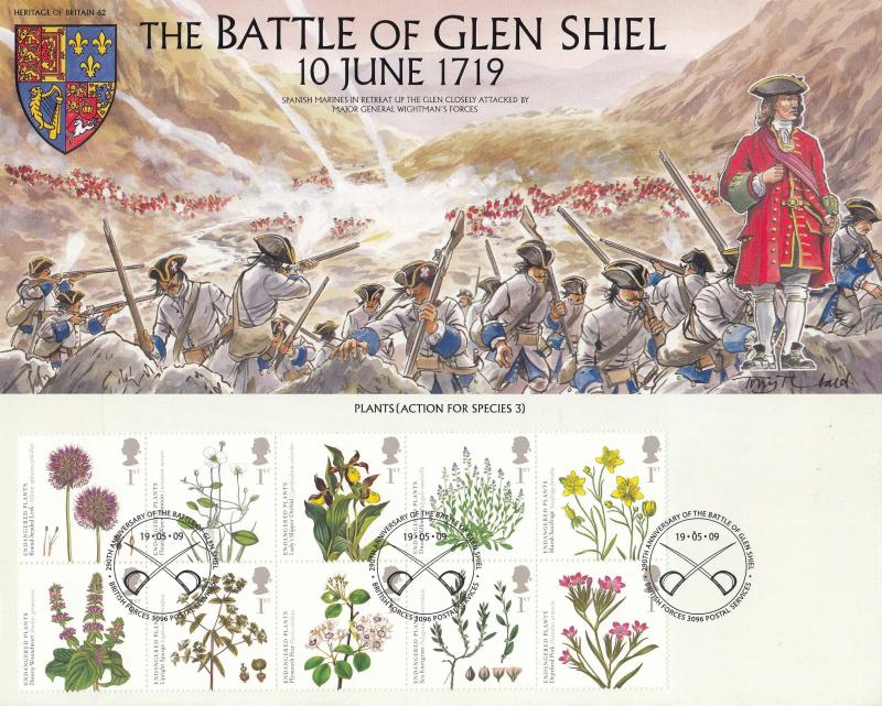 2009 (05) Plants & Kew Gardens (Stamps) - Heritage of Britain 'Battle of Glen Shiel' Official