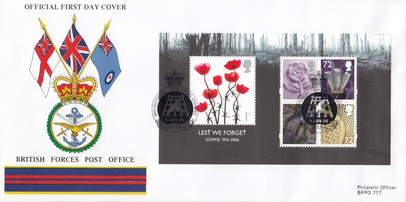 2006 (11) Lest We Forget M/S - British Forces Post Office (BF2948PS) Official