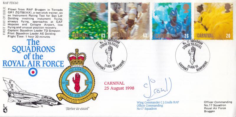 1998 (08) Carnival - RAF FDC 60 - 'No 17 Squadron. Gosport' Official