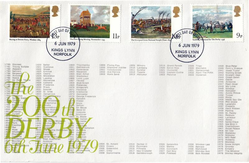 1979 (06) Horses - Derby Winners Cover - Kings Lynn FDI
