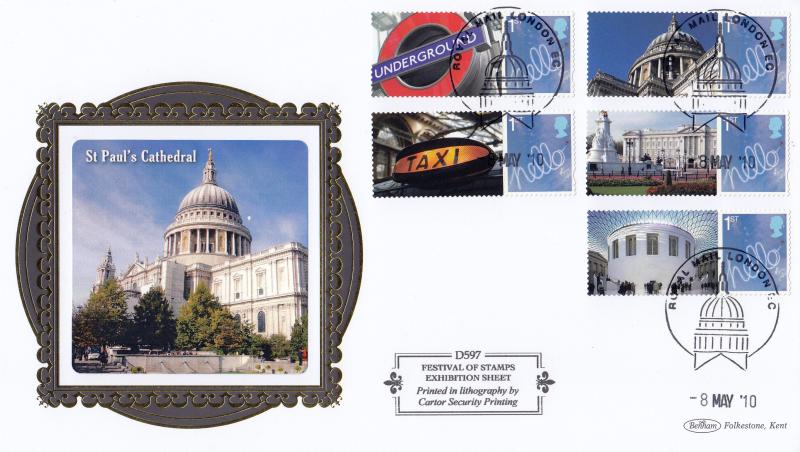 2010 (05) Festival of Stamps Exhibition Sheet - Benham D597 - London EC Counter H/S