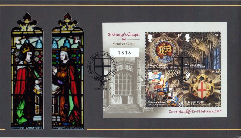 2017 (02) Windsor Castle (M/S with Spring Stampex Overprint) - Proper Goose (FD Covers) Official