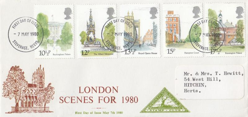 1980 (05) Landmarks - North Herts Stamp Club Cover - Stevenage FDI