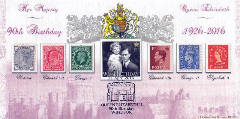 2016 (04) The Queen's 90th Birthday (Stamps) - Bradbury 'Six Monarch's' Special
