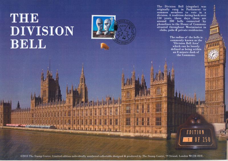 2010 (03) Pink Floyd Souvenir Sheet - The Stamp Centre 'Special' - 'The Division Bell' Single Stamp Version