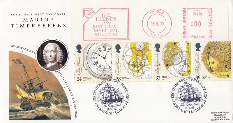 1993 (02) Marine Timekeepers - RM - Cutty Sark H/S + National Maritime Museum Meter Mark