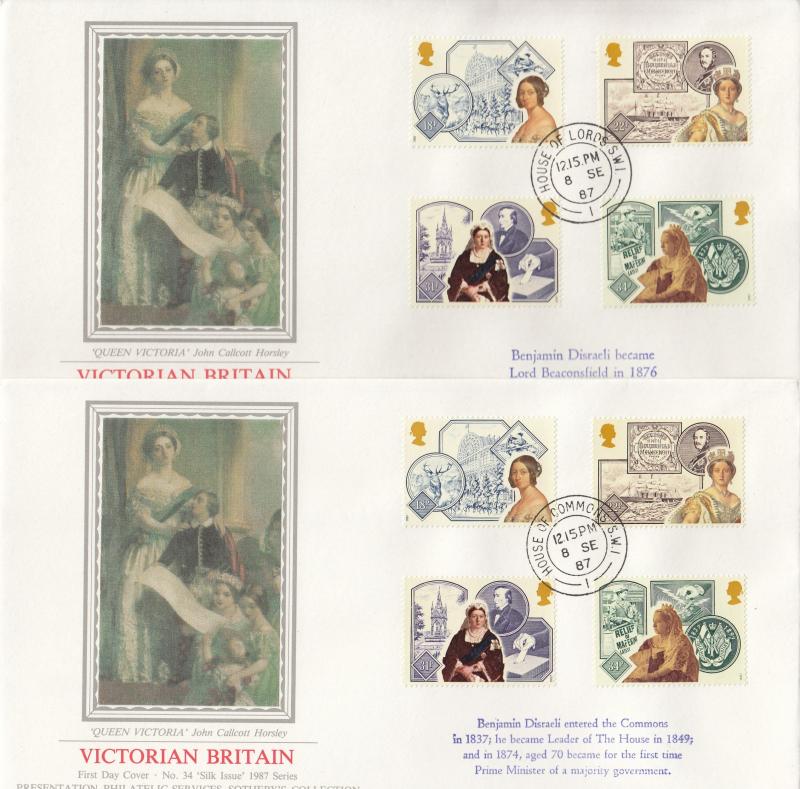 1987 (09) Victorian Britain - PPS Silk's (Pair) - House of Commons & Lords CDS's