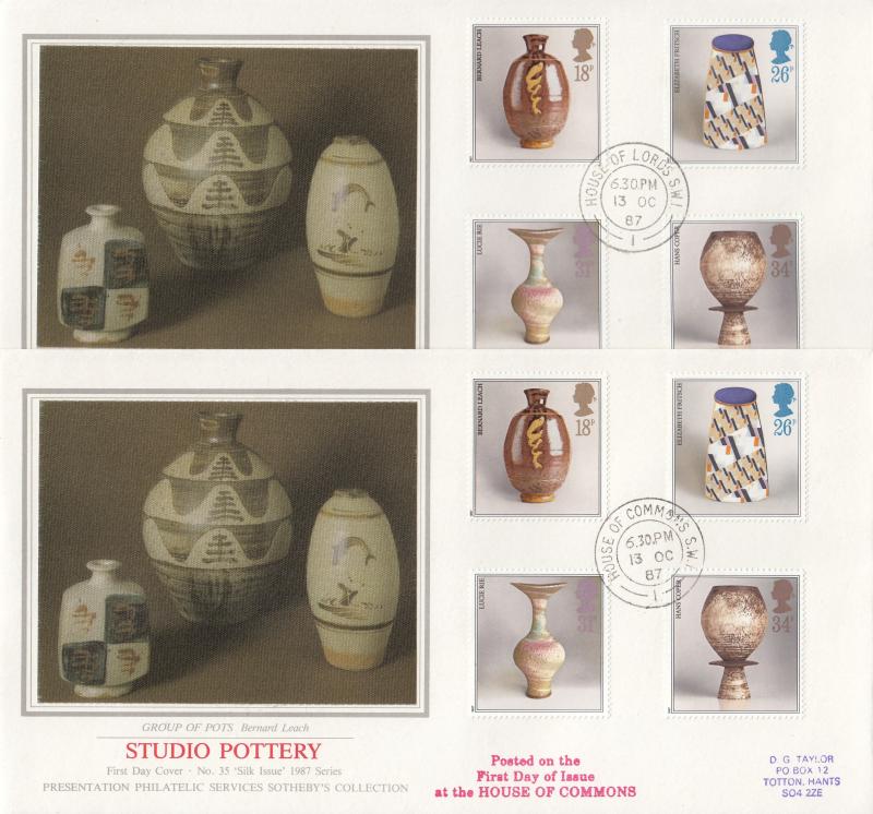 1987 (10) Studio Pottery - PPS 'Silk's (Pair) - House of Commons & Lords CDS's