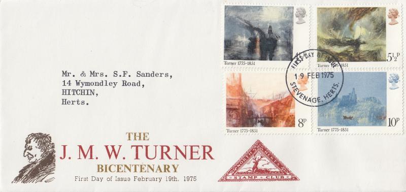1975 (02) Turner - North Herts Stamp Club Cover - Stevenage FDI