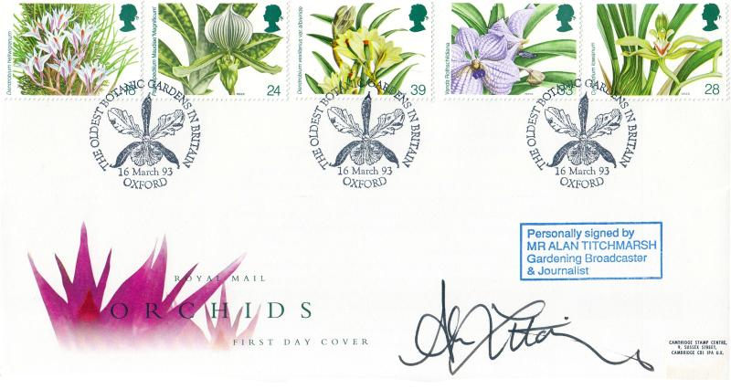 1993 (03) Orchids - RM - Botanic Gardens, Oxford H/S - Signed by Alan Titchmarsh