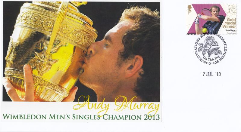 2013 (07) Wimbledon Men's Singles Final - Internet Andy Murray's Win Commemorative 'Congratulations' Cover