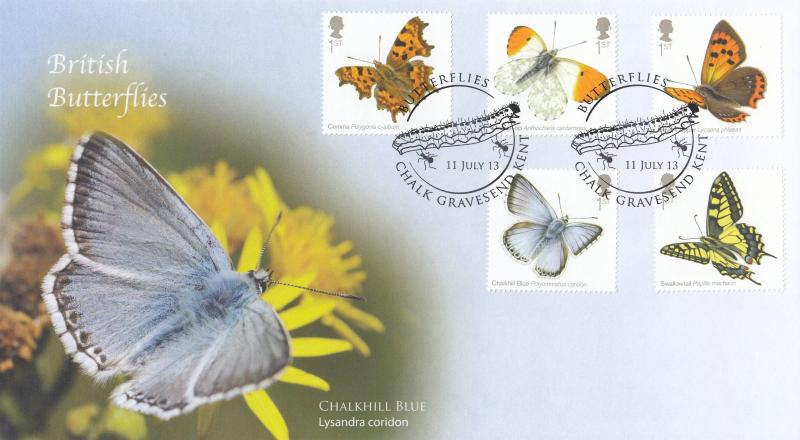 2013 (07) British Butterflies - Internet 'Chalkhill Blue & Red Admiral' Official's (Pair)