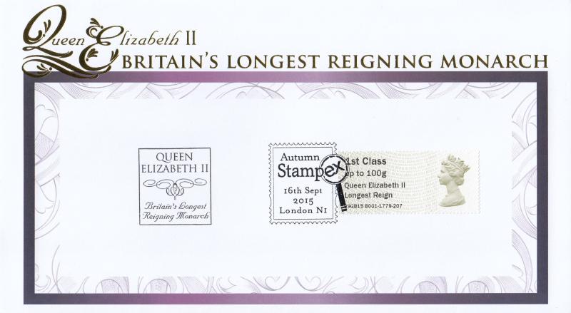 2015 (09) QEII Longest Reign Post & Go Label - Internet Stamps 'Autumn Stampex' Special