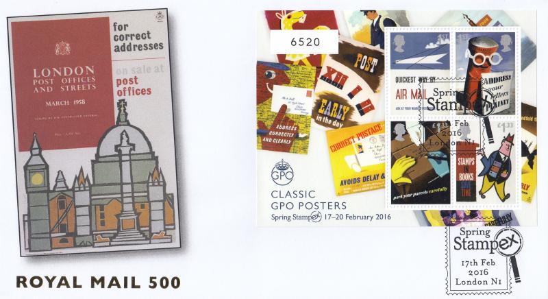 2016 (02) Royal Mail 500 (Stampex Overprint M/S) - Internet 'Spring Stampex, London N1' Special