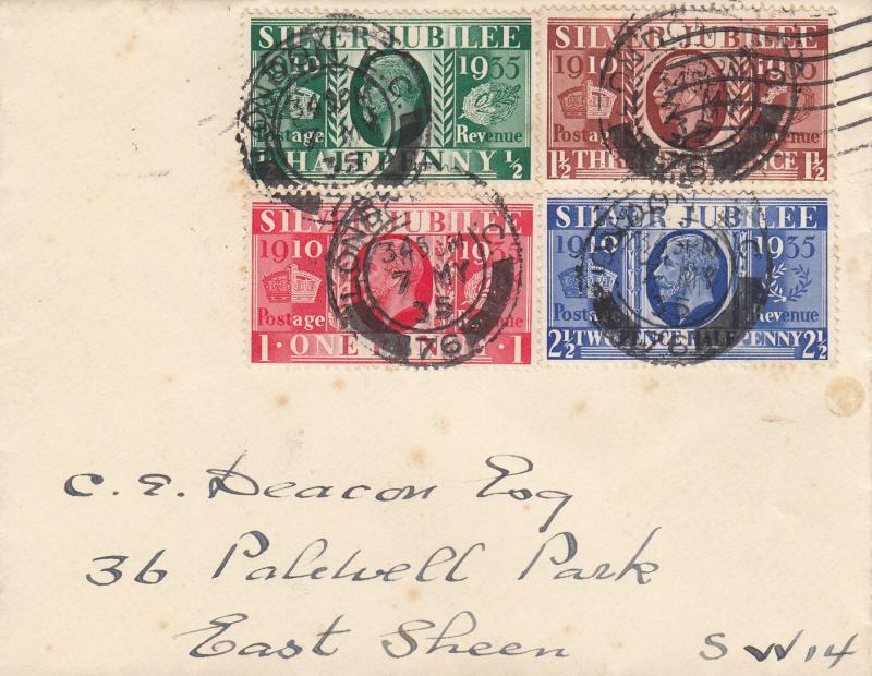 1935 (05) Silver Jubilee - Plain Cover - London EC Wavy Line Slogan + CDS