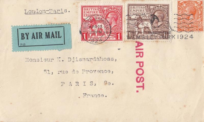 1924 (04) Wembley Exhibition - Plain (Francis J Field) Cover - Wembley Park Slogan (With Air Post Cachet)