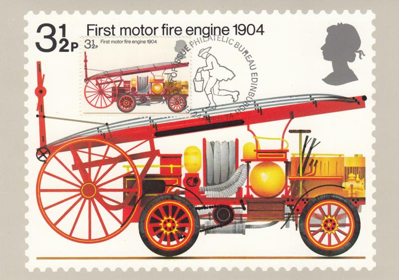 1974 (04) Fire Services - PO PHQ Card No 6 - 3½p Stamp on the Front - Edinburgh H/S