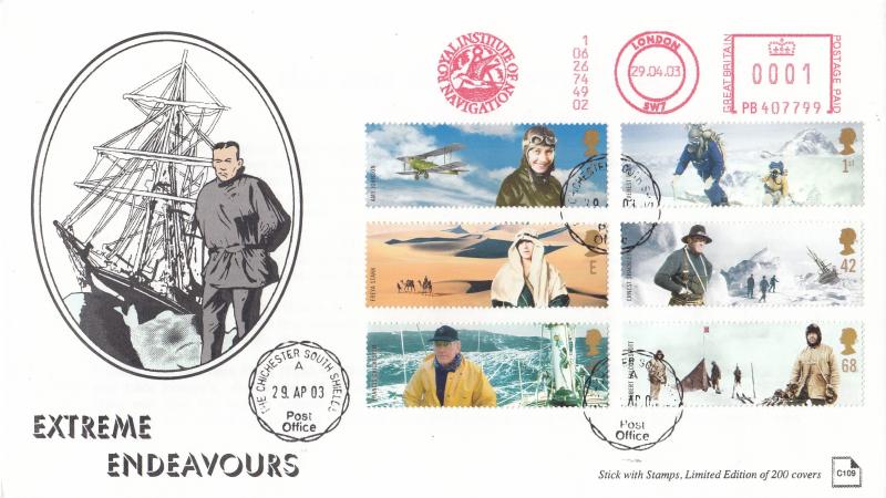2003 (04) Extreme Endeavours - Stick With Stamps Official - The Chichester CDS + Royal Institute of Navigation Meter Mark