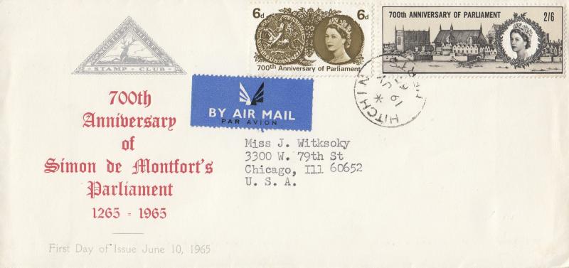 1965 (07) Parliament - North Herts Stamp Club - Ord - Hitchin CDS