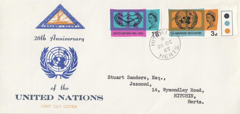 1965 (10) United Nations - North Herts Stamp Club - Ord - Hitchin CDS