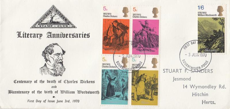 1970 (06) Literary - North Herts Stamp Club - Bournemouth FDI