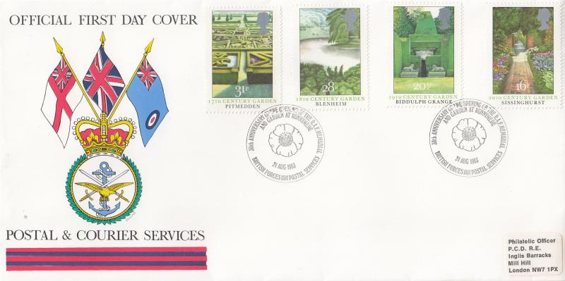 1983 (08) British Gardens - Forces Postal & Courier Services BF1814PS 'Alternative' Official