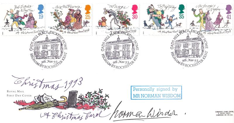 1993 (11) Christmas - RM - Gads Hill Place H/S - Signed by the late Norman Wisdom
