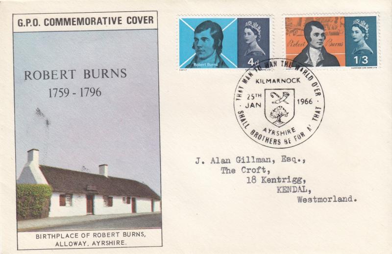 1966 (01) Robert Burns - Ord - GPO - Kilmarnock H/S (Large Format)