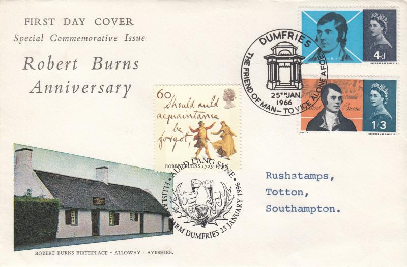 1966 (01) Robert Burns - Ord - Connoisseur - Dumfries H/S (Small Format) - Doubled 1996 Burns Issue