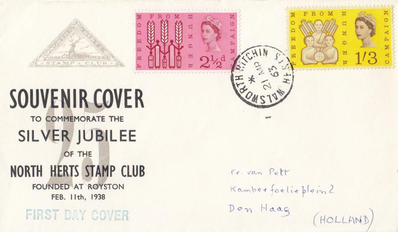 1963 (03) Freedom From Hunger - North Herts Stamp Club - Ord - Hitchin CDS